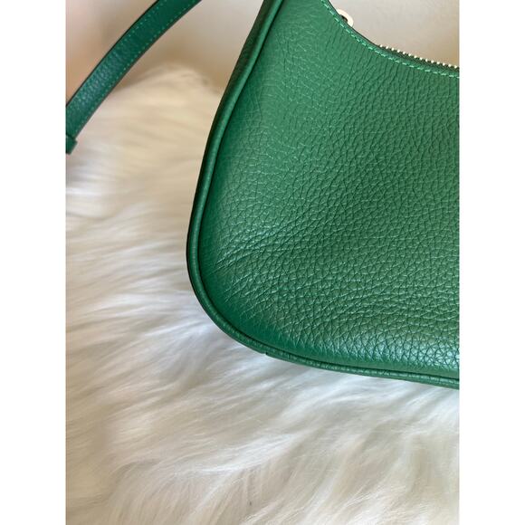 Coach Teri Shoulder Bag Leather Silver/Green - Picture 6 of 9